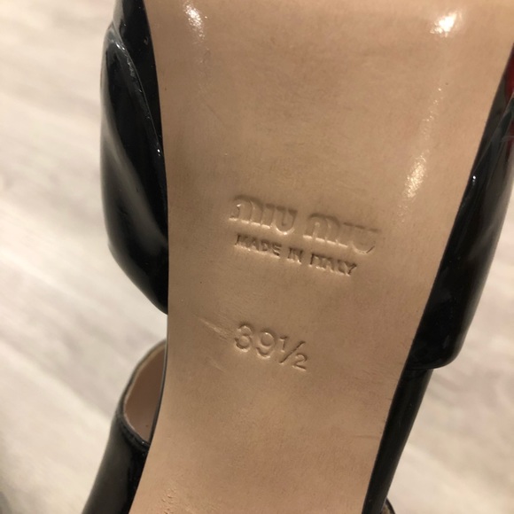 MIU MIU PEEP TOE PATENT LEATHER HEELS - Picture 5 of 7